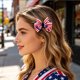 thumbnail image 4 of Independence Day Bow Hair Clip Accessory Holiday Party Red White Blue Star Striped Flag Hair Accessory Side Clip, 4 of 6