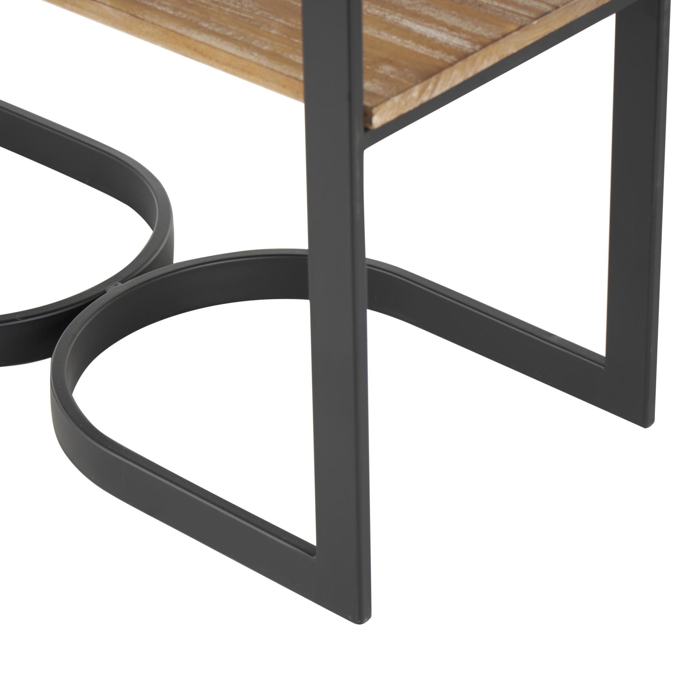 DecMode 24" x 68" Black Metal 0-Tier Shelving Unit with Wood Shelves and Arched Designs, 1-Piece