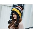 thumbnail image 5 of YooGuoGuo Women Fleece Lined Beanie Cap Contrast Color Warm Knitted Ski Hat w/Earflap Pom, 5 of 7