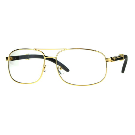 Mens Rectangular Art Nouveau Oversize OG Luxury Eye Glasses Yellow Gold