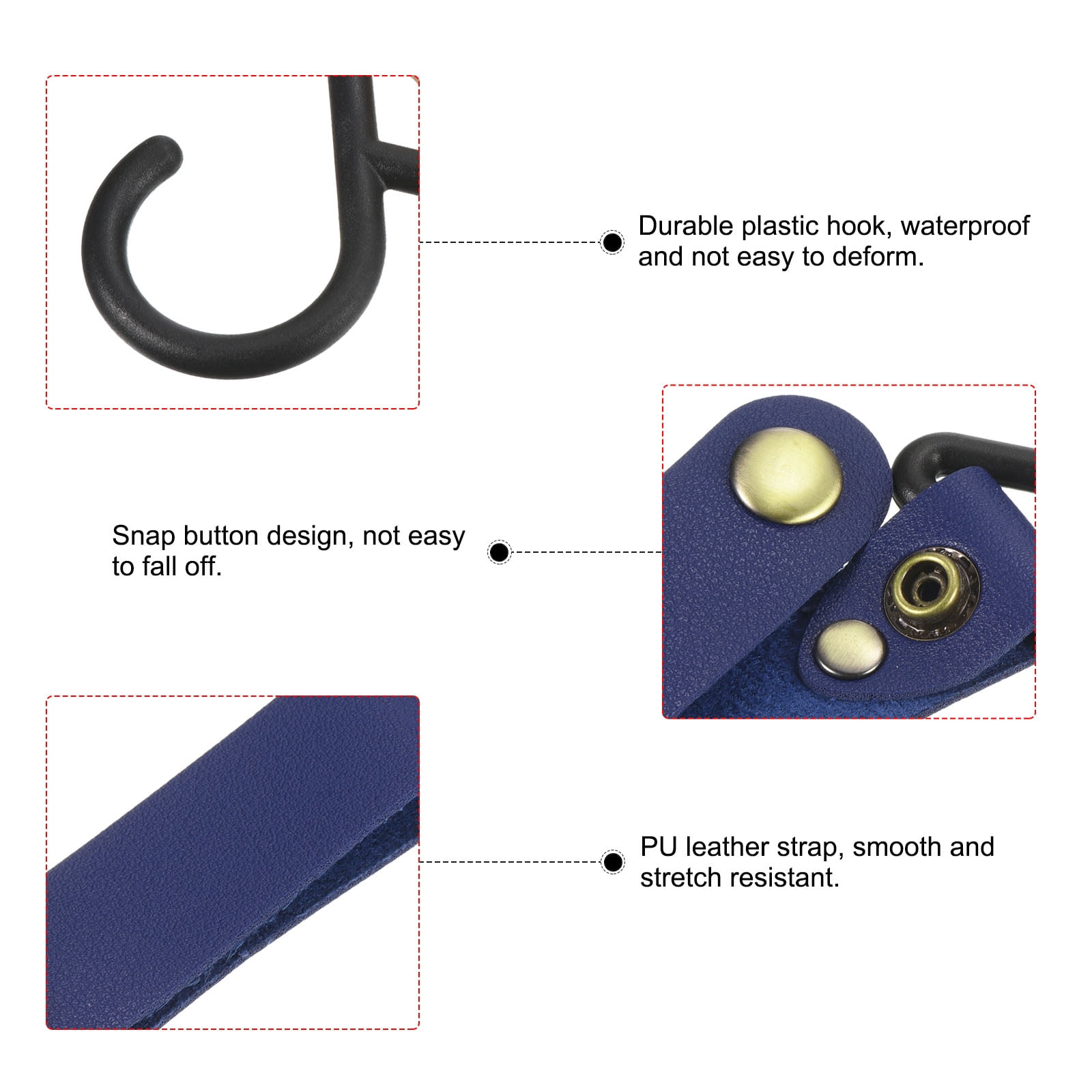 Unique Bargains PU Leather S Shelf Hooks Camping Hook Hanger Plastic Outdoor Blue