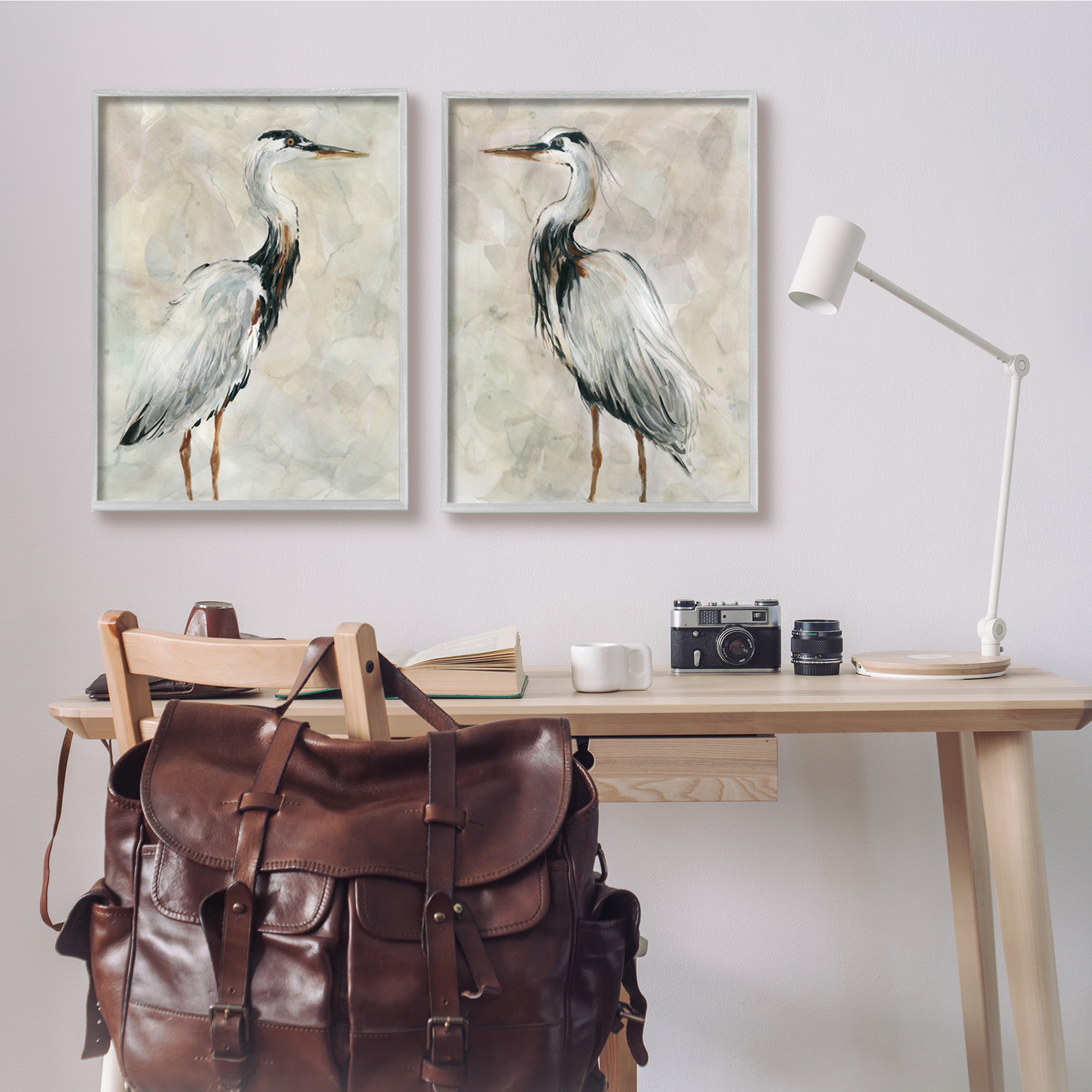 Stupell Industries Abstract Watercolor Great Heron Birds Expressive Tan Feathers, 24 x 30, Design by Carol Robinson