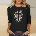 thumbnail image 2 of Blouses pour Femmes T-Shirt Imprimé Manches 3/4 Blouse Col Rond Décontracté, Blouses pour Femmes T-Shirts pour Femmes, Blouses pour Femmes Décontractées, 2 of 3