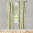 thumbnail image 2 of Ambesonne Floral 4-Panel Curtains, Vintage Style Summer Blooms, 56"x63", Almond Green Vermilion, 2 of 4