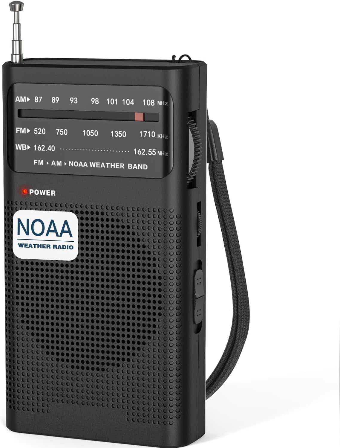 HRTGFD-NOAA Weather Radio, AM FM NOAA Emergency Radio Portable with Best Reception, Headphone Jack, Powered by 2 AA Battery, Transistor Radios Battery-Operated for Emergency, Hurricane, Home(Black)