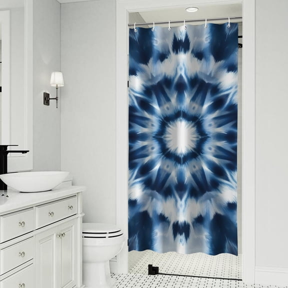 Blue Tie Dye Mandala Pattern Shower Curtain 36"x72" ,Bathroom Decorative Shower Curtains Set with 12 Hooks,Modern Waterproof Washable Shower Curtain