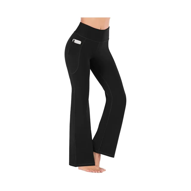 Pantalones de yoga para mujer con bolsillos, pantalones de entrenamiento de cintura alta para mujer, pantalones de trabajo con corte pirata, pantalones de vestir, variante negra, talla X