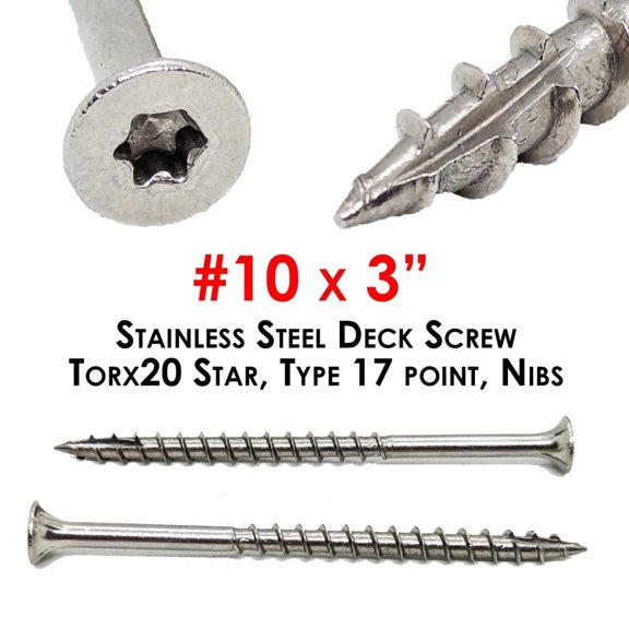 (2500) #10 x 3" Stainless Steel Deck Screws STAR