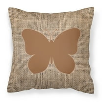 Carolines Treasures BB1047-BL-BN-PW1414 Butterfly Burlap and Brown Canvas Fabric Decorative Pillow BB1047 14Hx14W