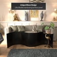 thumbnail image 2 of 2 ft. Short Bamboo Wave Screen in Black - Table Top Room Divider with Portable Design, 2 of 7