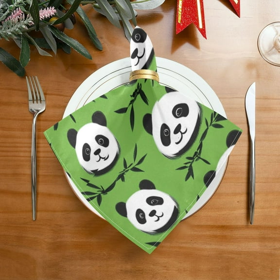 1 Pack 20'' x20" Satin Table Napkins Dinner Napkins for wedding Party Decoration events Cute Panda Heads