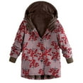 thumbnail image 4 of Retro Women Floral Print Thicken Long Sleeve Hooded Button Padded Coat Outwear, 4 of 8