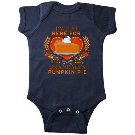 

Inktastic I m Just Here for Grandma s Pumpkin Pie with Heart Gift Baby Boy or Baby Girl Bodysuit