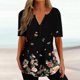 thumbnail image 1 of ICHUANYI Clearance Women Fashion Casual Printing Shirts Short Sleeve Loose Tee Tops Tunic Blouse(Black, L) ICHUANYI WER2023080815312, 1 of 5