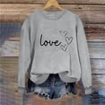 thumbnail image 2 of Sudadera Penkiiy Valentine para mujer: lindas camisetas del día de San Valentín Love Heart Graphic Print Suéter de manga larga Tops S Gray, 2 of 5