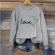 thumbnail image 2 of Sudadera Penkiiy Valentine para mujer: lindas camisetas del día de San Valentín Love Heart Graphic Print Suéter de manga larga Tops S Gray, 2 of 5