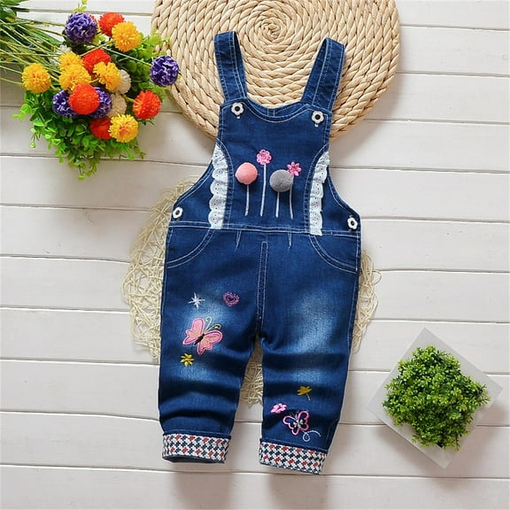 Boys Romper Jumpsuit Sleeveless Wide Leg Stretchy Jean Dungarees Pants Toddler Children's Day Outfit 18-24 Months