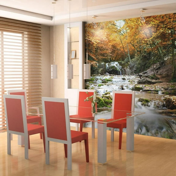 Tiptophomedecor Landscape Wallpaper Wall Mural - Autumn - Waterfall