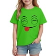 thumbnail image 5 of DAETIROS Kids Boys Funny Emoji Face 100% Cotton T-Shirt Short Sleeve Crewneck Top Mischievous Green 4-10 Years,Size 5 T, 5 of 6