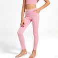 thumbnail image 2 of Duqingm Girls Leggings with Pockets Athletic High Waisted Kids Workout Active Dance Running Yoga Pants (Pink,7-8 Years), 2 of 6