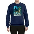 thumbnail image 2 of Wild Bobby, Wolf Howling At the Full Moon Wolf Pack Animal Lover Unisex Crewneck Graphic Sweatshirt, Navy, Small, 2 of 3