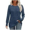 thumbnail image 3 of BiZtdJrK Womens Ribbed Knit Sweaters Solid Casual Button Cuffs Long Sleeve Shirts Fashion Clothing Tunics or Tops Wear with Leggings, Navy, L, 3 of 8