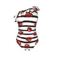 thumbnail image 4 of Yiaed Ladybugs on Black and White Striped1 Print Women One Piece Swimsuits Tummy Control One Shoulder Bathing Suits Pattern Ruffle Swimwear-Medium, 4 of 8