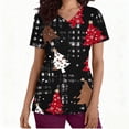 thumbnail image 4 of Wowcloth Women's Short Sleeve V-Neck Top with Christmas Print and Pockets, Comfort Fit Work Top for Holiday, Work and Daily Use, 4 of 7