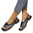 thumbnail image 2 of IUJSOY Women's Clip Toe Sandals Slingback Square Open Toe Splicing Flip Flops Fashion Summer Flats, 2 of 6