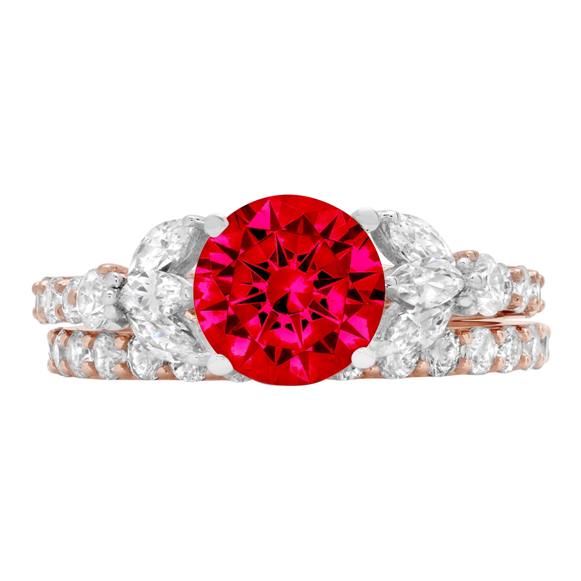 Red Crown Rubies Real 14K Yellow Gold Engagement Wedding Band Anniversary Ring Red Crown Rubies Real 14K Yellow Gold Engagement Wedding Band Anniversary Ring