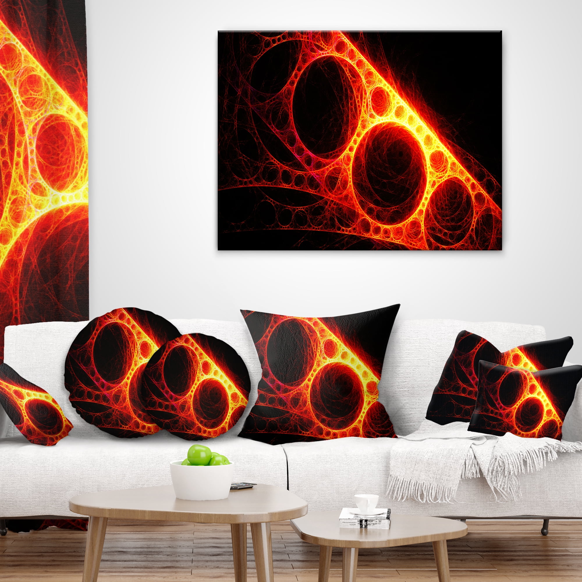 Designart Red Metal Construction - Abstract Throw Pillow - 16x16