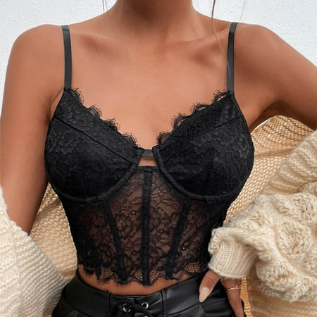 

Raeneomay Underwear Women Bra Discount Clearance Women s Fashion Sleeveless Solid Color Suspender Lace Slim top Blouse