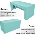 thumbnail image 4 of SHILIU-2 Pack Fitted Tablecloth for 4 Foot Tables - Aqua Open Back Folding Table Cover - Washable & Wrinkle Resistant - Trade Show, Book Fair, Career Fair, Convention, Events, 4 of 4