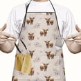 thumbnail image 2 of Beige Highland Cow Flower Pattern Apron-Garden Aprons for Women with Pockets-Cotton Linen Waterproof Kitchen Cooking Gardening Aprons Adjustable for Kitchen,Cooking,BBQ and Salon 33x27 Inch, 2 of 7