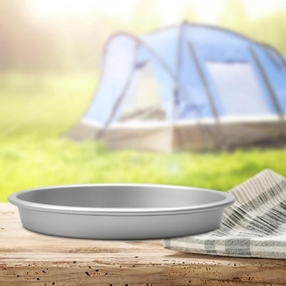 Camping Plate, Metal Dinner Plate, Reusable Serving Plate, Portable 8 Inches Round Fruit Plate Tableware for Travel Outdoor Kitchen Picnic BBQ