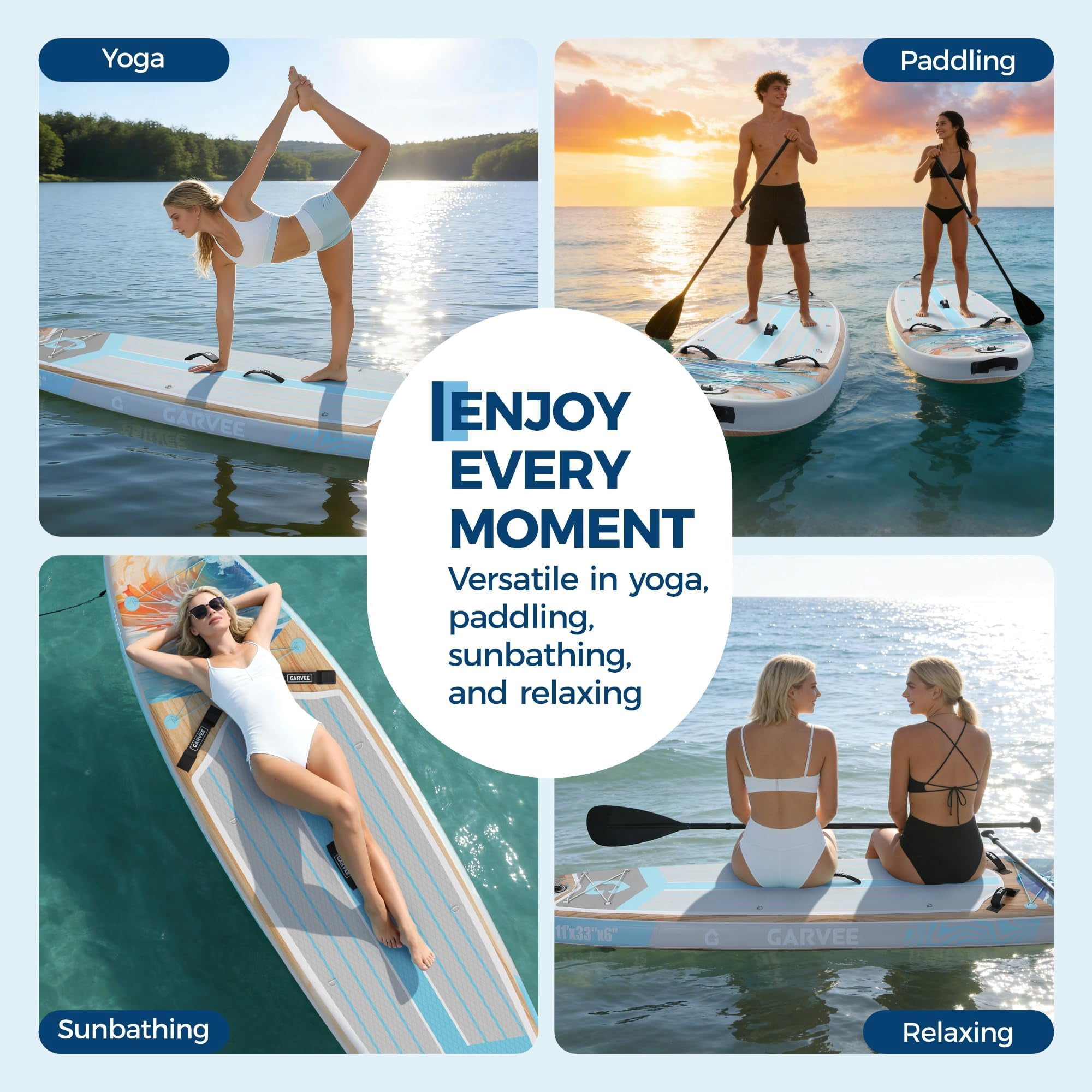 QinaQin 11-Foot Inflatable Stand-Up Paddleboard, Wide and Stable, with a Non-Slip Eva Deck, High Load-Bearing Capacity, Three-Fin Control, and Includes All Accessories