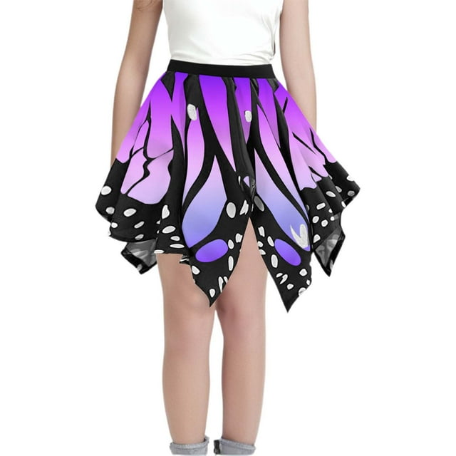 PMVFHDE Robe Imprimée pour Filles Jupe de Carnaval pour Enfants Festival Ambiance Festive Robe Courte pour Filles et Tenue de Fête, Violet, 9-10