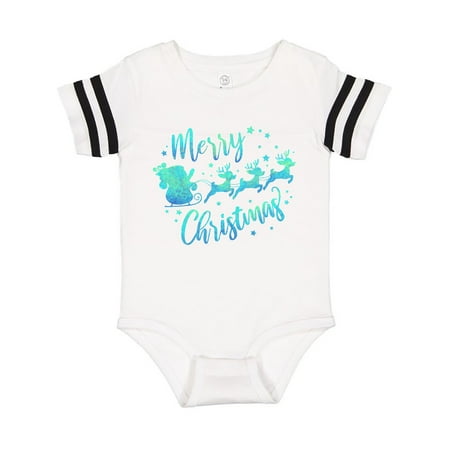 

Inktastic Merry Christmas Santa and reindeer silhouette Gift Baby Boy or Baby Girl Bodysuit