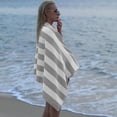 thumbnail image 3 of Toalla de Playa Grande de Gran Tamaño: Toalla de Piscina de Microfibra de Felpa Mullida de 35 X 70 Pulgadas, Toalla de Baño A Rayas de Secado Rápido Gris, 3 of 5