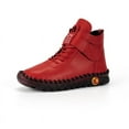 thumbnail image 1 of Zapatos de mujer con forro polar, cálidos, de caña alta, acolchados de algodón, zapatos de invierno hechos a mano con costuras para mamá, suela suave y plana, 1 of 6