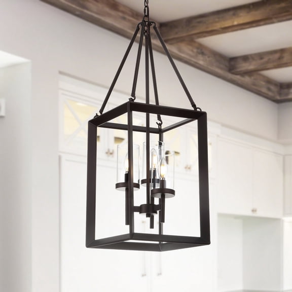 JONATHAN Y Anna 12" 3-light Metal/Glass LED Pendant, Oil Rubbed Bronze