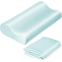 Satin Pillowcase for Contour Memory Foam Pillows, 24" x 14" x 5.1"/3.5" Cervical Pillow Case, Soft Pillow Cover for Sleeping Pillows (Light Blue)