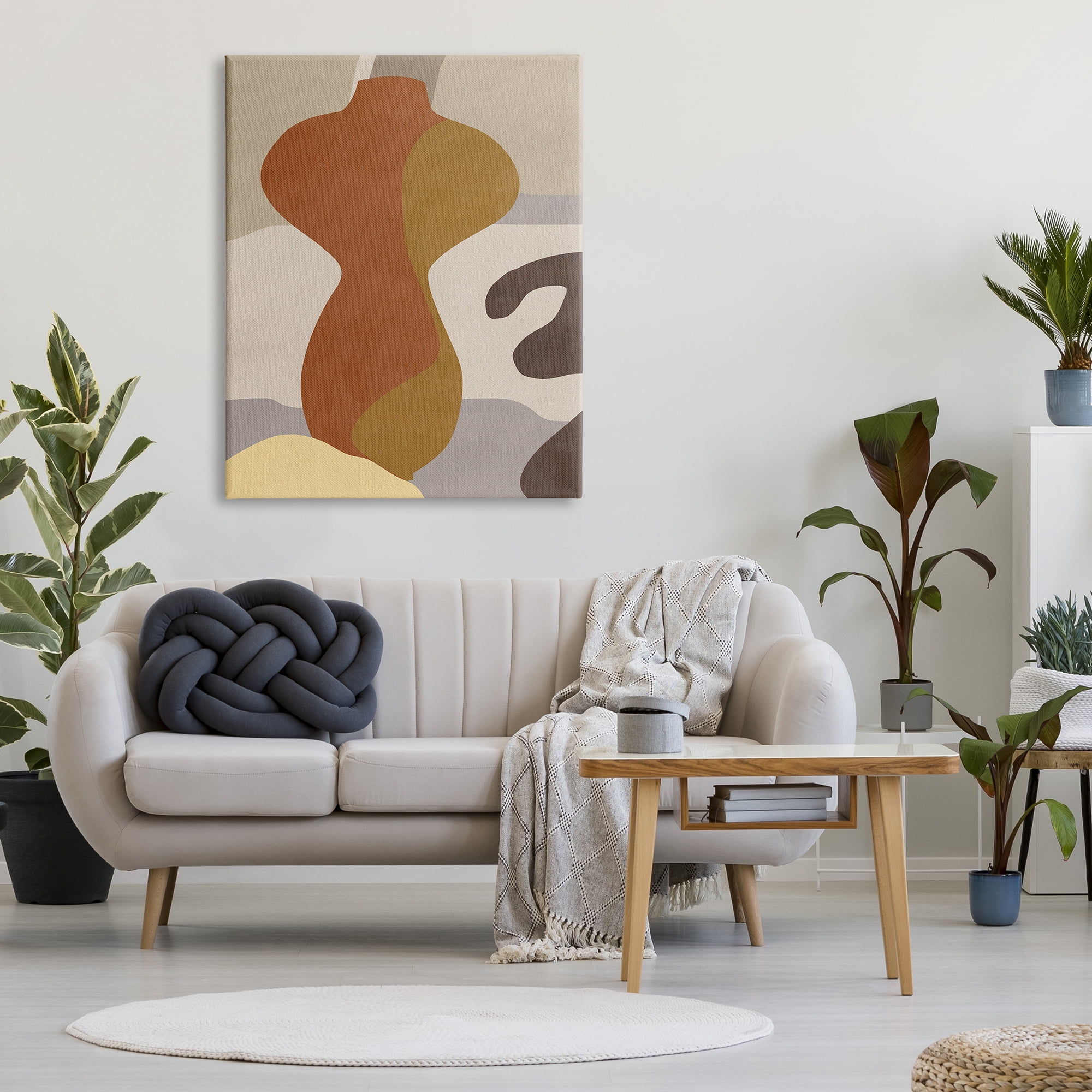 Stupell Industries Earthy Boho Vase Abstract Painting Gallery Wrapped Canvas Art Print Wall Art, 36 x 48