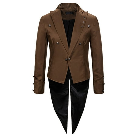 

CALAFEBILA 2022 Thicked Coat Men s Coat Tailcoat Jacket Gothic Frock Coat Uniform Tuxed Costume Praty Outwear Lightweight
