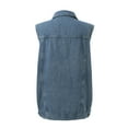 thumbnail image 6 of AOMPMSDX Women's Outerwear Vests Woman Denim Vest Fashion Medium Long Coat Turn Down Collar Coat Sleeveless Denim Jacket M Blue, 6 of 9