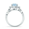 thumbnail image 6 of Two Piece Round Halo Floral Ring Aquamarine Cubic Zirconia 925 White ToneSterling Silver, Size 6, 6 of 7