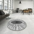 thumbnail image 4 of Ahgly Company Machine Washable Indoor Round Transitional Platinum Silver Gray Area Rugs, 7' Round, 4 of 7