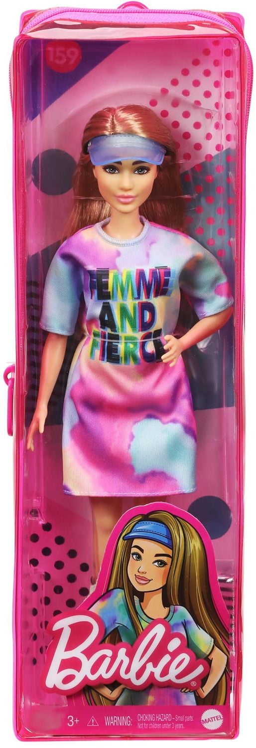 Barbie Fashionistas Doll #158, Long Blonde Pigtails Wearing Teal Sport Top, Patterned Leggings, Pink Sneakers & Sunglasses