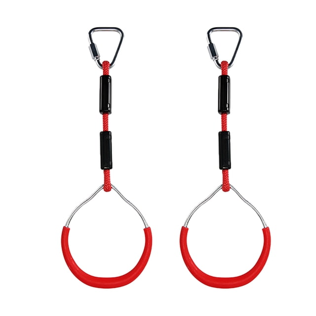 2pcs Swing Gymnastic Rings Outdoor Backyard Play Sets Climbing Ring Obstacle Ring Swing Toys Set for Kids (Red)