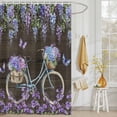 thumbnail image 3 of Shower Curtain Purple Flowers Shower Curtains for Bathroom Decor, Waterproof Polyester Shower Curtain Set with Hooks, Small Stall Size 36" x 72" Bicycle Vintage Floral, 3 of 9